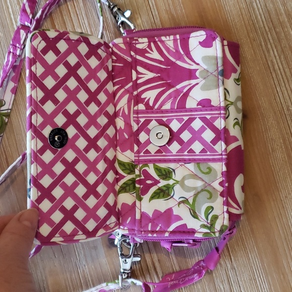 Vera Bradley Quilted Crossbody Wallet Julep Tulip Pink - Picture 3 of 11